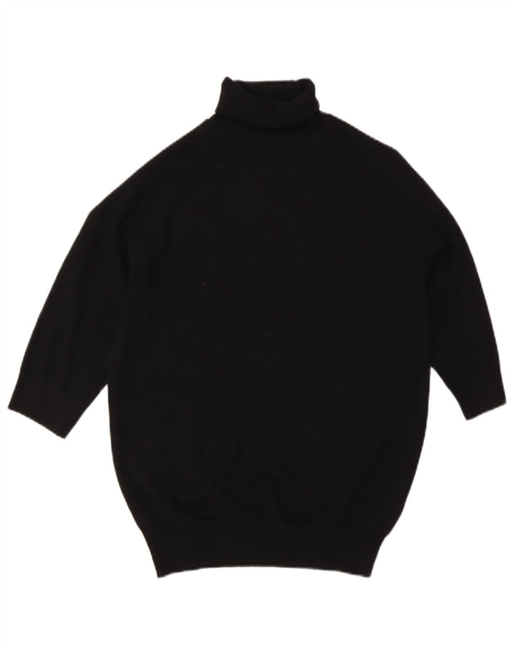 Zara Womens Short Sleeve Roll Neck Jumper Sweater UK 12 Medium Black