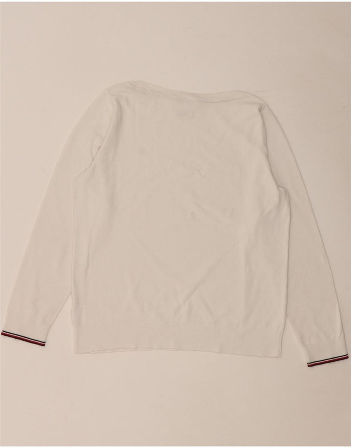 TOMMY HILFIGER Womens Boat Neck Jumper Sweater UK 14 Medium White