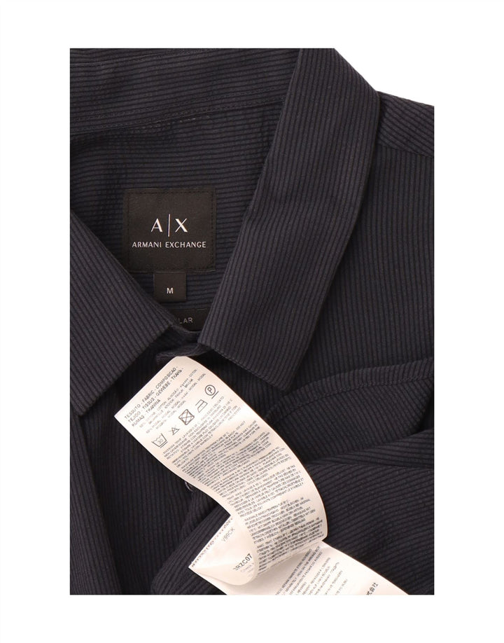 ARMANI EXCHANGE Mens Short Sleeve Shirt Medium Navy Blue Pinstripe Cotton