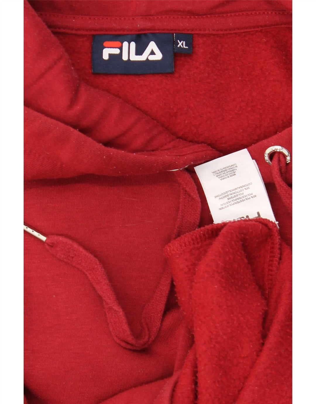 FILA Womens Oversized Crop Hoodie Jumper UK 18 XL Red Cotton Vintage Fila and Second-Hand Fila from Messina Hembry 