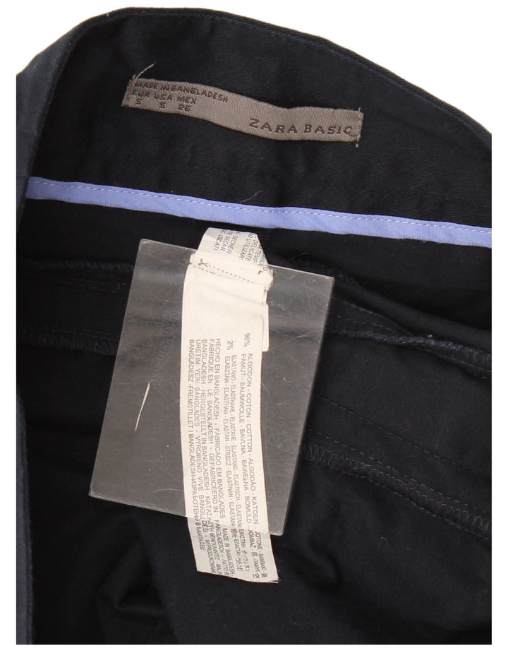 Zara Womens Straight Skirt Small W26 Navy Blue Cotton