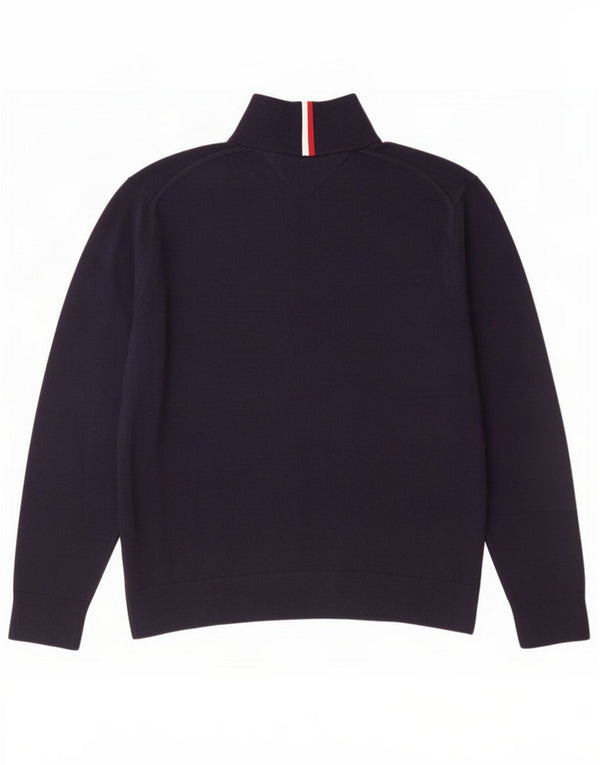 Maglione maglione con zip da uomo Tommy Hilfiger XL in cotone blu navy
