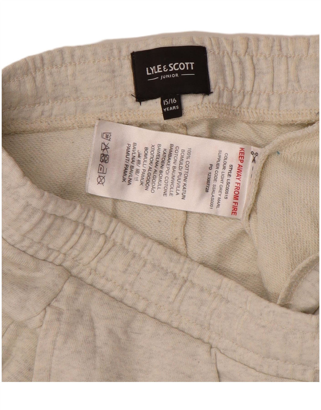 LYLE & SCOTT Boys Sport Shorts 15-16 Years Grey Cotton