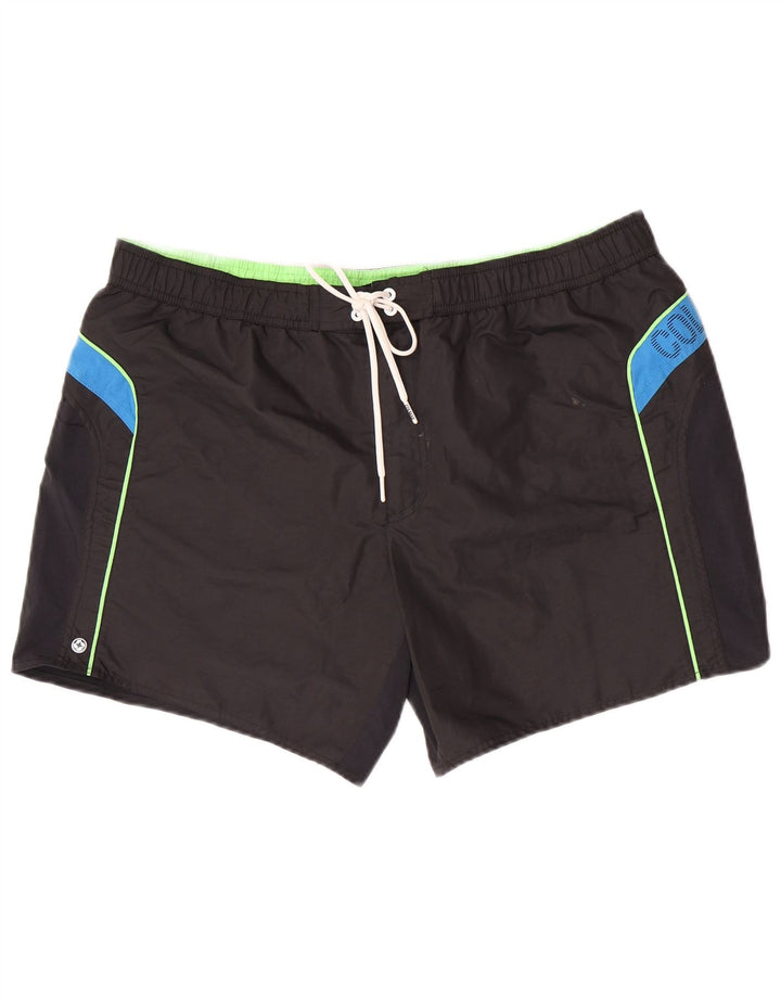 Colmar Mens Graphic Swimming Shorts IT 60 2XL  Black Colourblock Polyester
