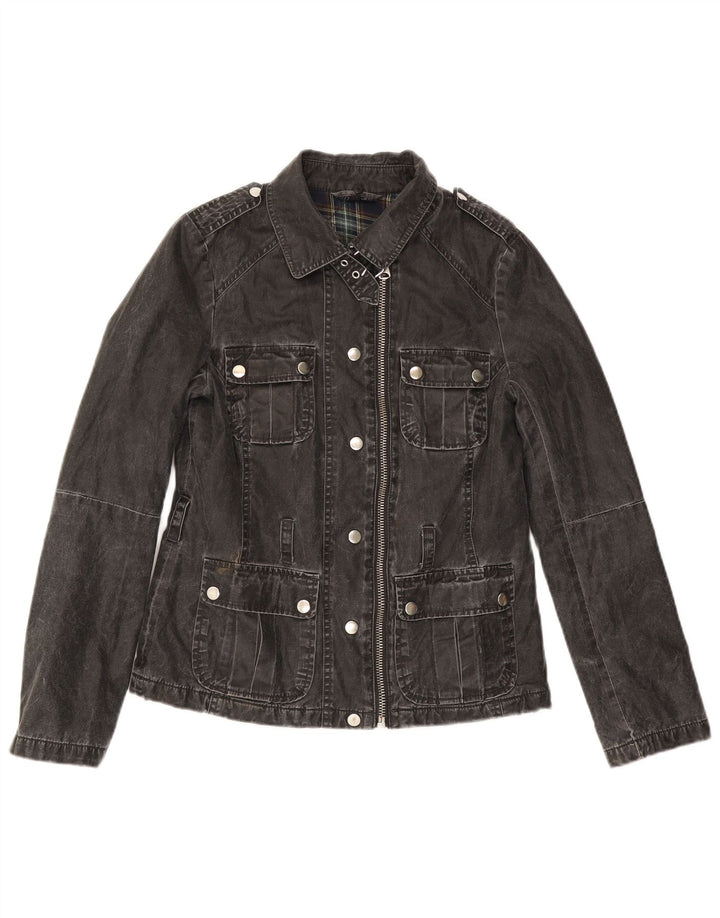 Topshop Dame Denim Jacket UK 8 Small Black Polyacrylic