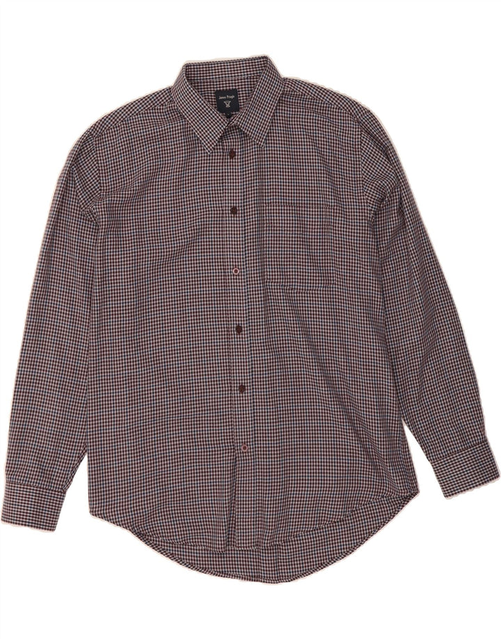 JAMES PRINGLE Mens Flannel Shirt Large Burgundy Check Polyester Vintage James Pringle and Second-Hand James Pringle from Messina Hembry 