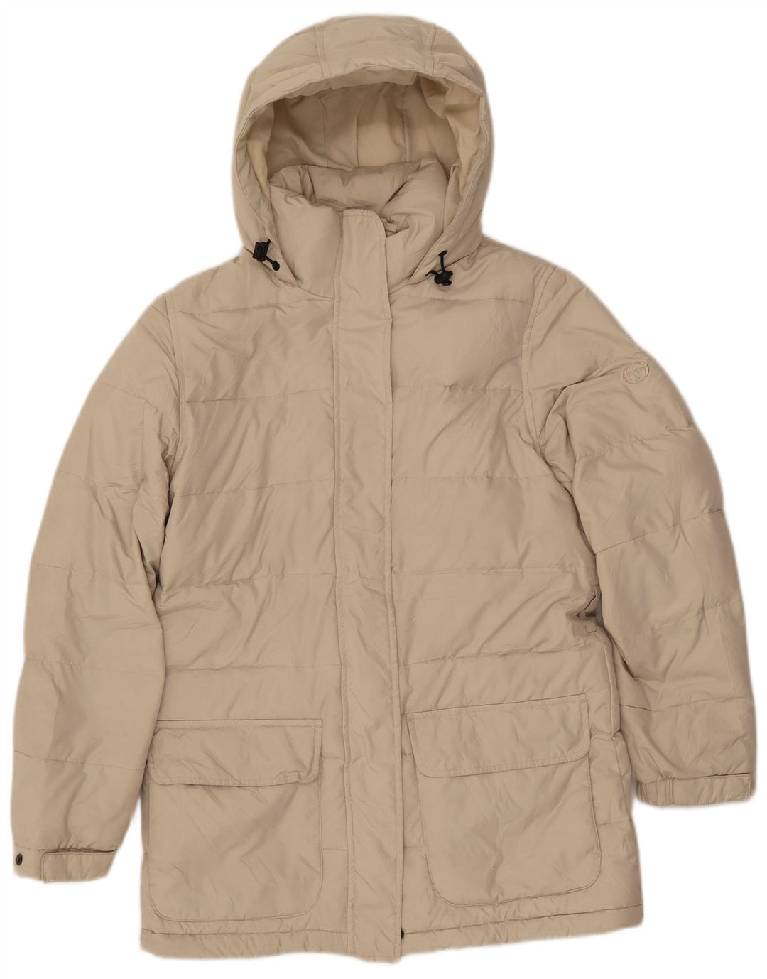 SERGIO TACCHINI Polstret hættejakke til kvinder IT 42 Medium Beige Polyester