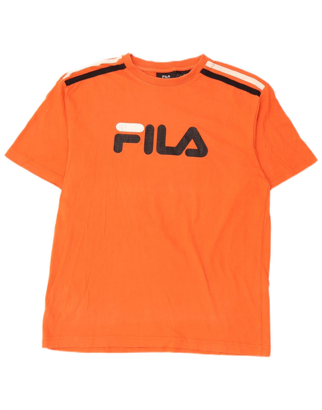 Fila Mens Graphic T-Shirt Top Medium Orange Striped Cotton