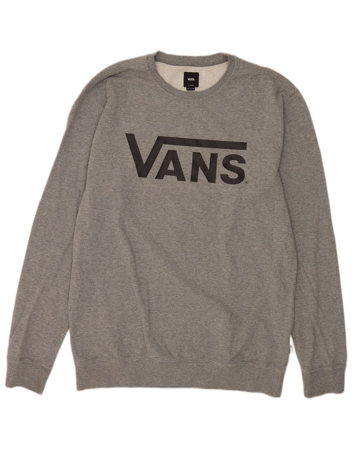 Vans Mens Graphic Sweatshirt Jumper XL Grey Flecked Cotton
