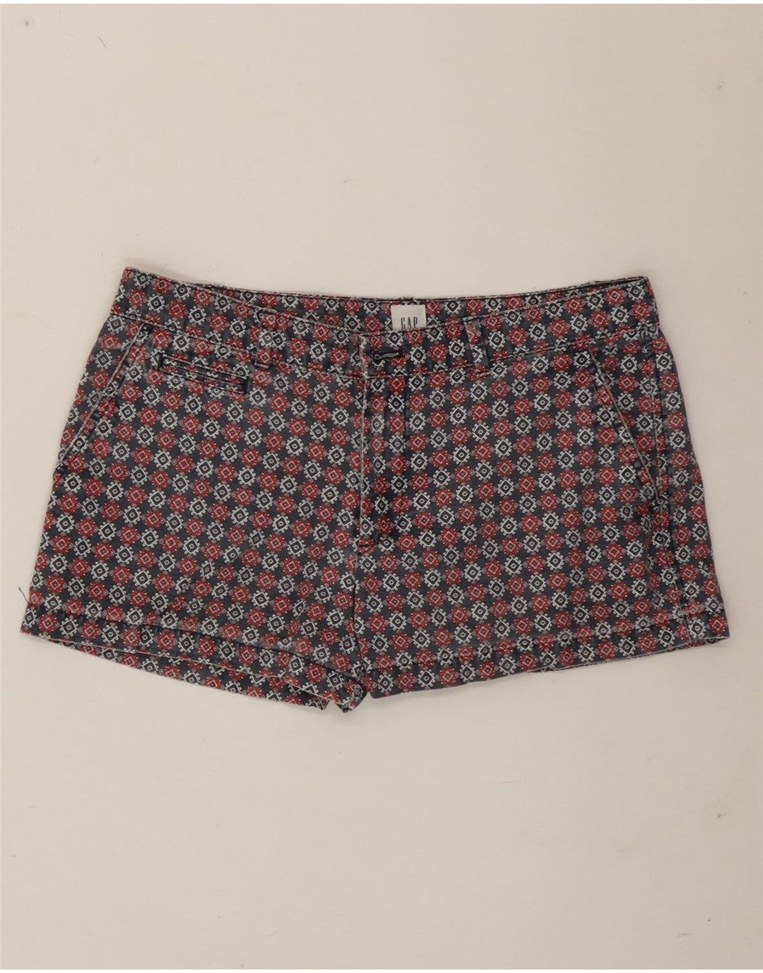 Gap Womens Regular Chino Shorts US 10 Large W32 Multicolored Geometric