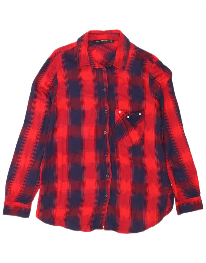 Zara Chemise en flanelle pour femme UK 12 à carreaux rouges moyens