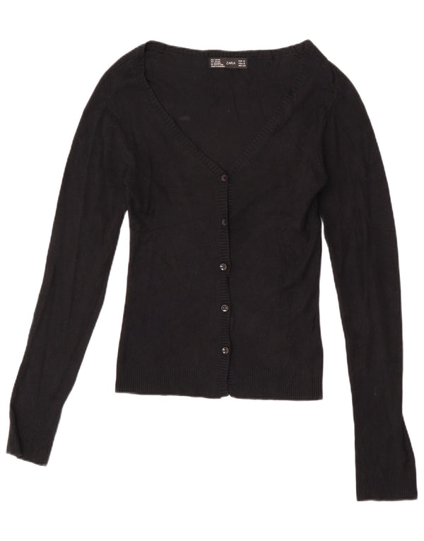 Suéter cardigan feminino Zara Reino Unido 8 pequeno rayon preto