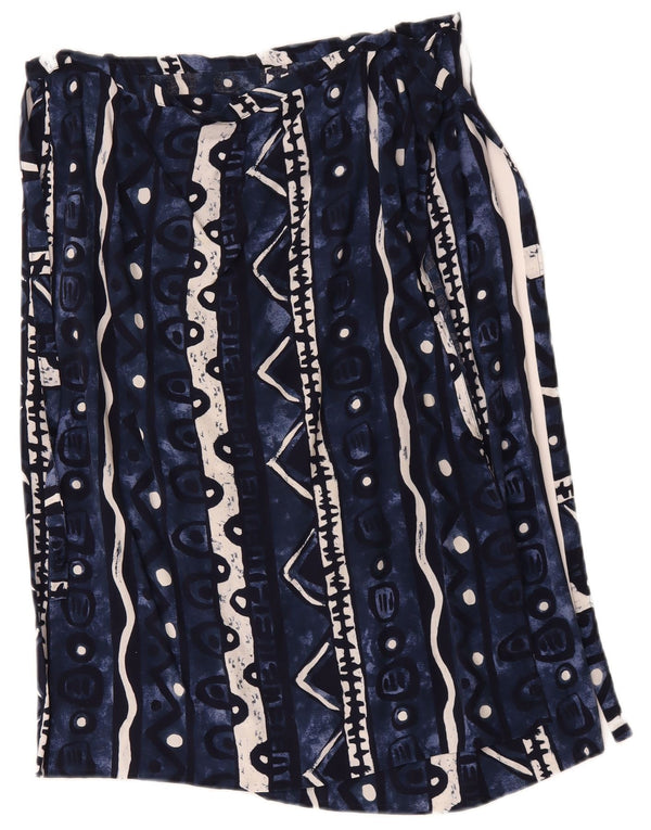 vintage Womens Wrap Jupe W34 Grand Bleu Marine Géométrique