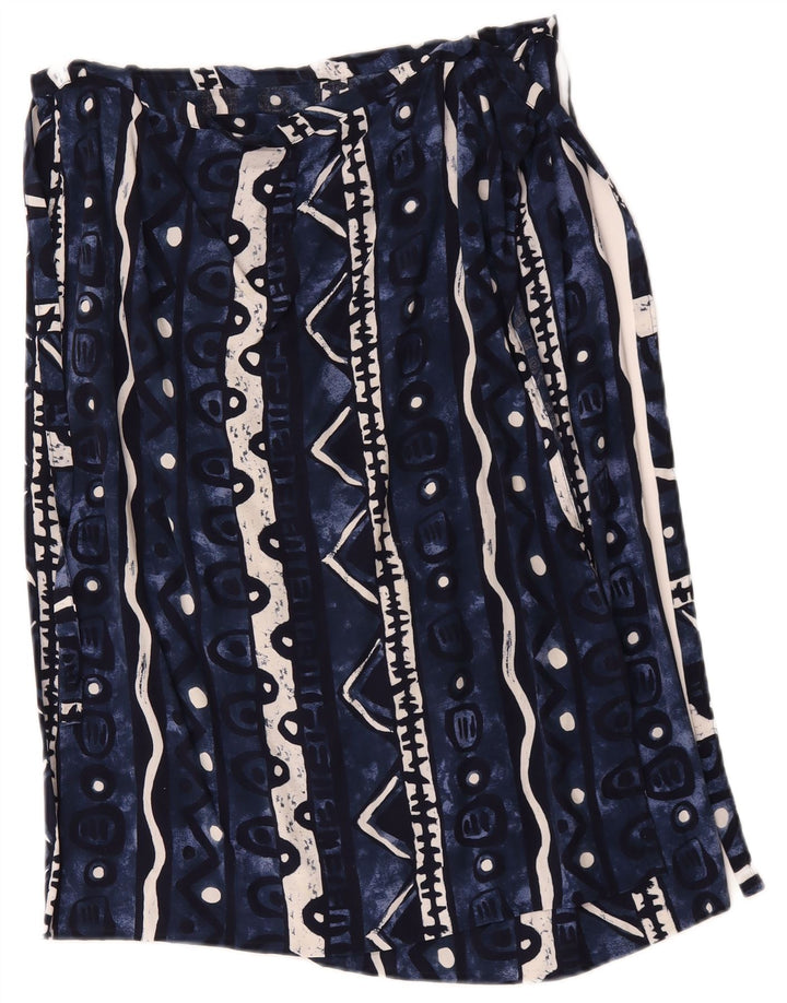 Vintage Womens Wrap Skirt W34 Large Navy Blue Geometric