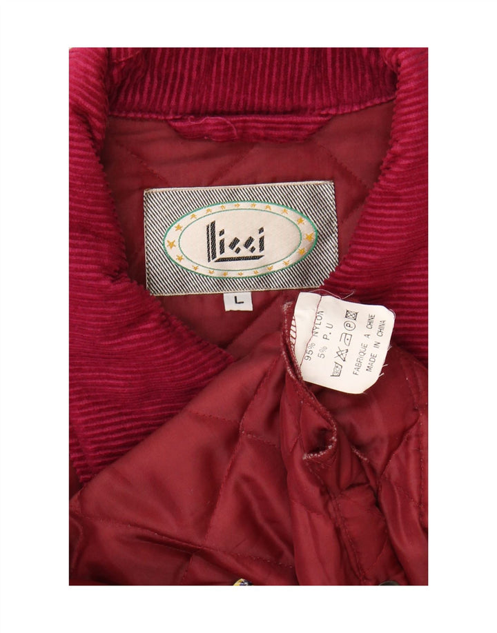 VINTAGE Mens Quilted Jacket UK 40 Large Burgundy Nylon Vintage Vintage and Second-Hand Vintage from Messina Hembry 