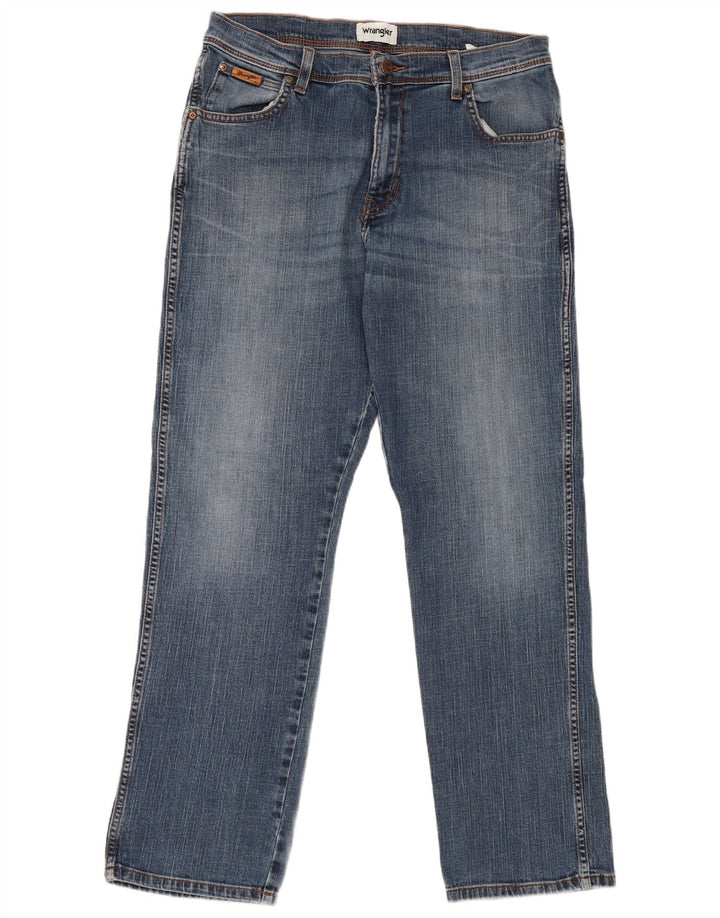 Wrangler Mens Straight Jeans W34 L32 Blue Cotton