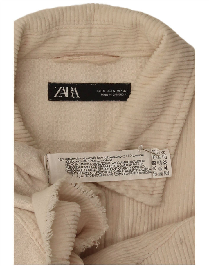 Zara Womens Oversized Corduroy Jacket UK 10 Small Off White Cotton