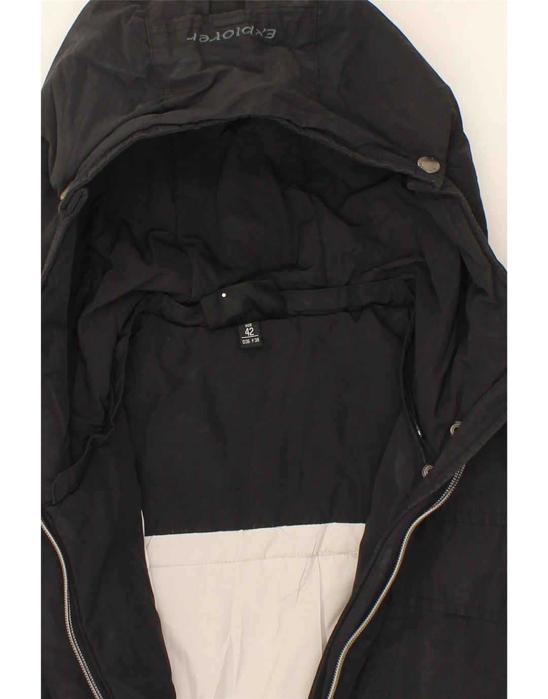 CANADIENS Womens Hooded Windbreaker Coat IT 42 Medium Black Cotton Vintage Canadiens and Second-Hand Canadiens from Messina Hembry 