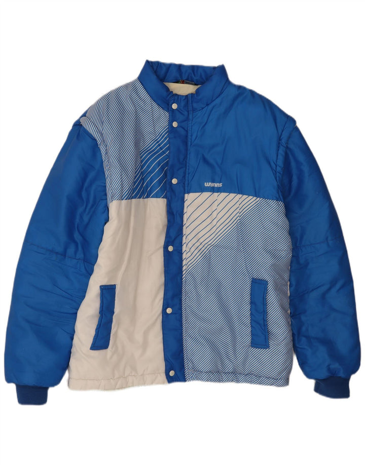 veste rembourrée vintage pour homme UK 42 XL Blue Colourblock