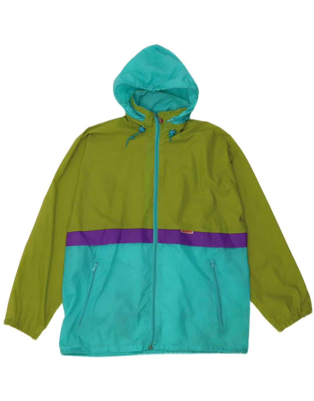 Giacca antipioggia con cappuccio da uomo J Jeantex UK 38 Poliammide color block verde medio