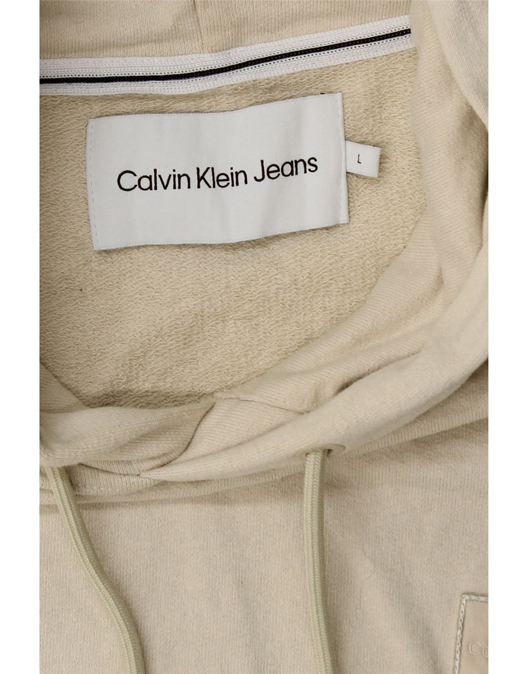 CALVIN KLEIN JEANS Suéter masculino com capuz grande algodão bege