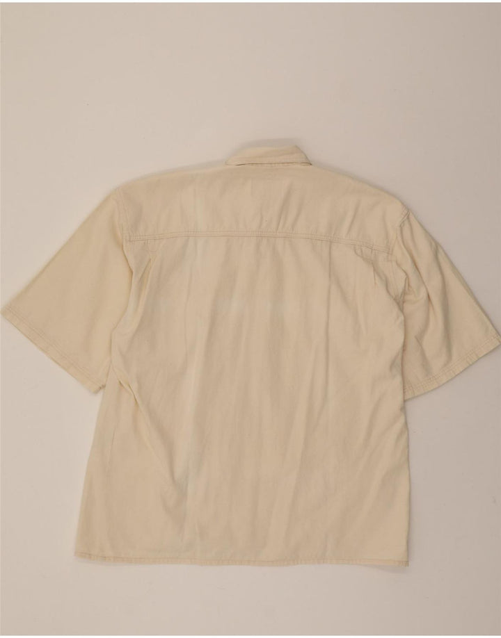 JEP'S Mens Short Sleeve Denim Shirt XL Beige Cotton Vintage Jep's and Second-Hand Jep's from Messina Hembry 