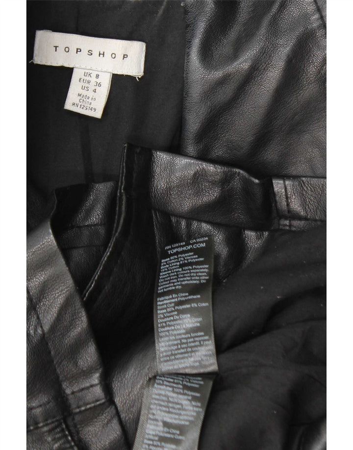 Topshop Womens Biker Jacket UK 8 Small Black Polyester