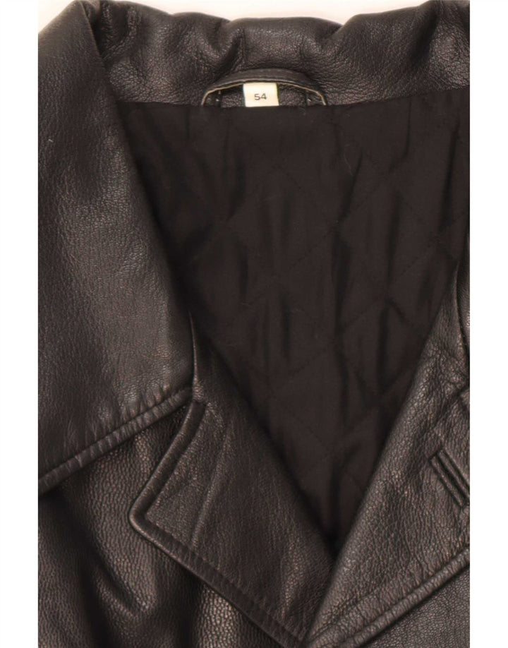Cappotto in pelle vintage da uomo IT 54 2XL Nero