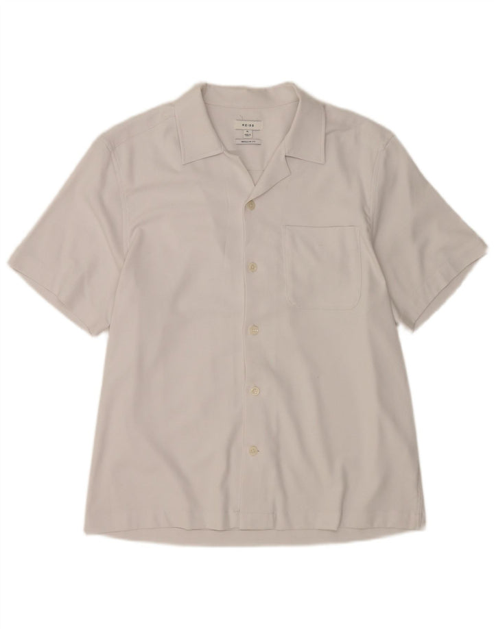 Reiss Mens Short Sleeve Regular Fit Shirt XL White Polyester