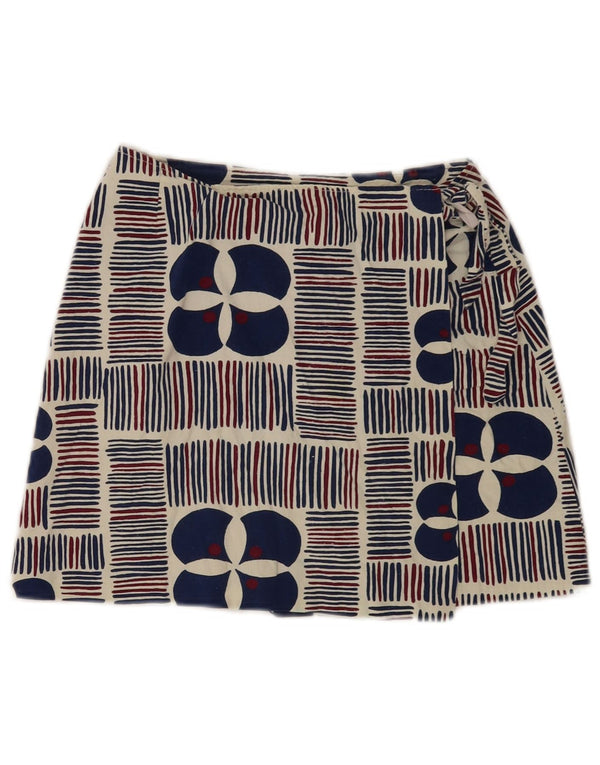 Vintage Girls Mini Wrap Skirt 9-10 Years W24 Blue Geometric