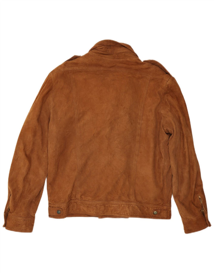 Vintage Mens Military Suede Bomber Jacket IT 52 XL Brown