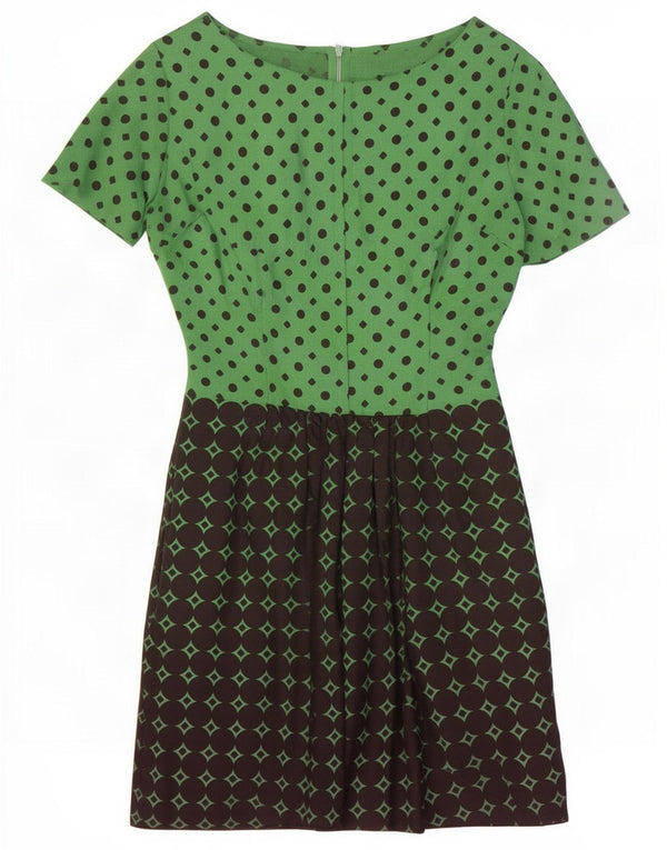 Vintage γυναικείο φόρεμα με θήκη IT 44 Medium Green Colourblock