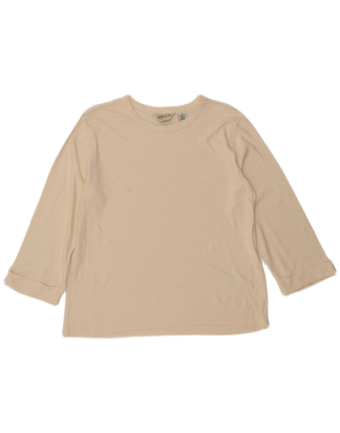 ORVIS Womens Oversized Top 3/4 Sleeve UK 14 Medium Beige Cotton