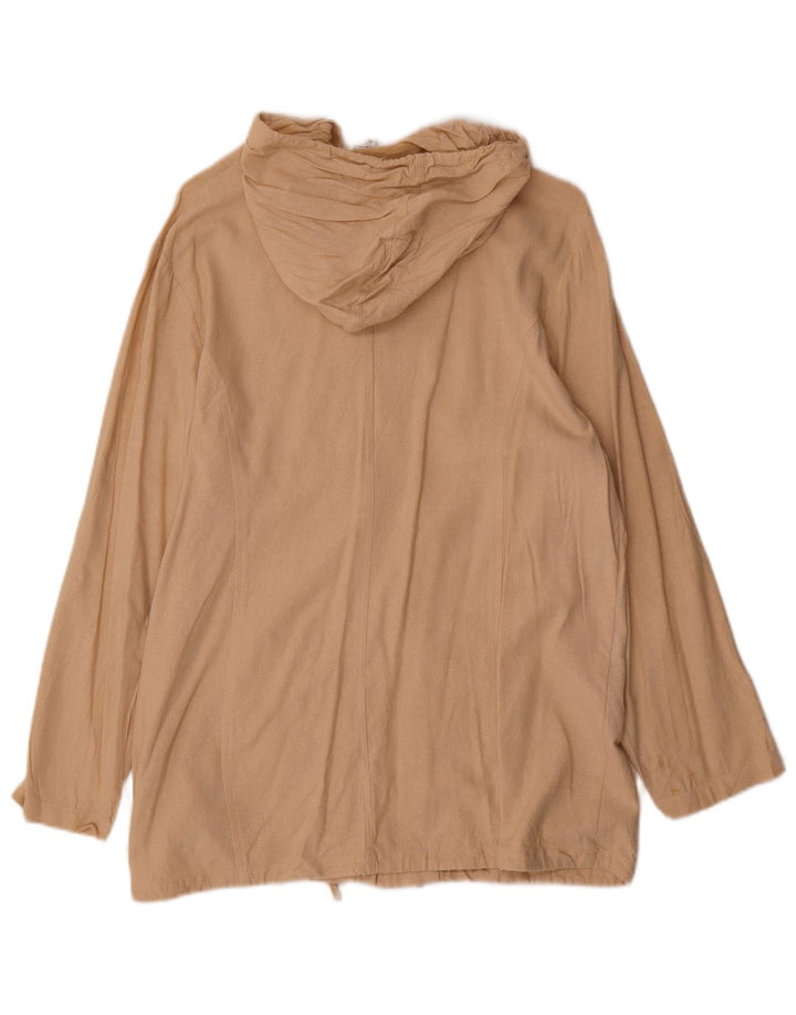cherie Dame Hooded Bomber Jacket IT 46 Large Beige Silke