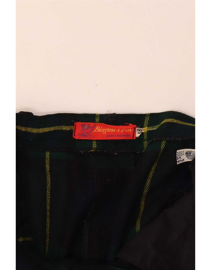 Vintage Womens Pegged Suit Trousers W28 L29 Navy Blue Check Wool