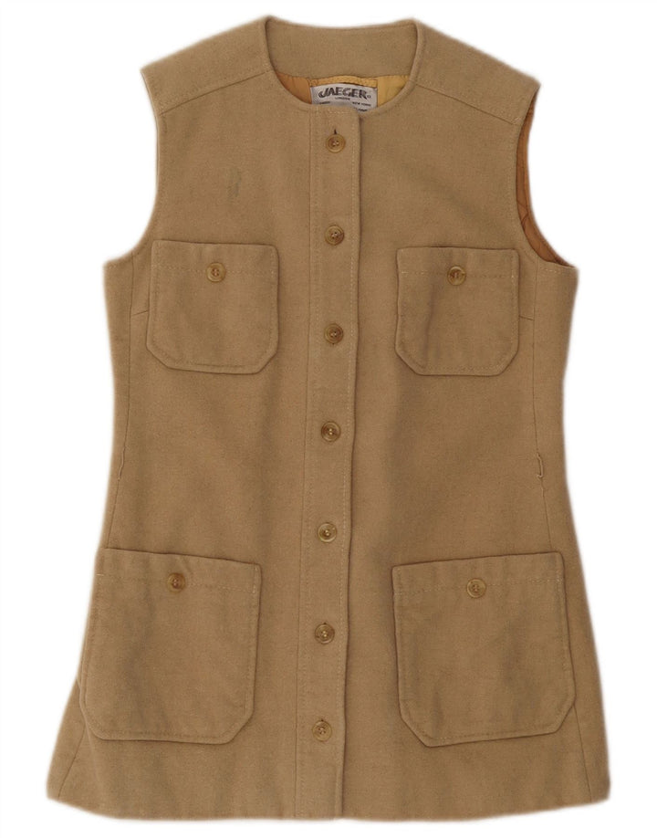 JAEGER Womens Utility Gilet UK 10 Small Beige Uld