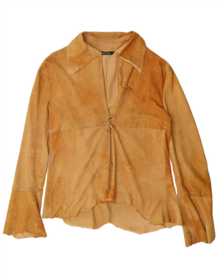 Fontanelli Veste chemise en daim pour femme IT 46 Grand cuir beige