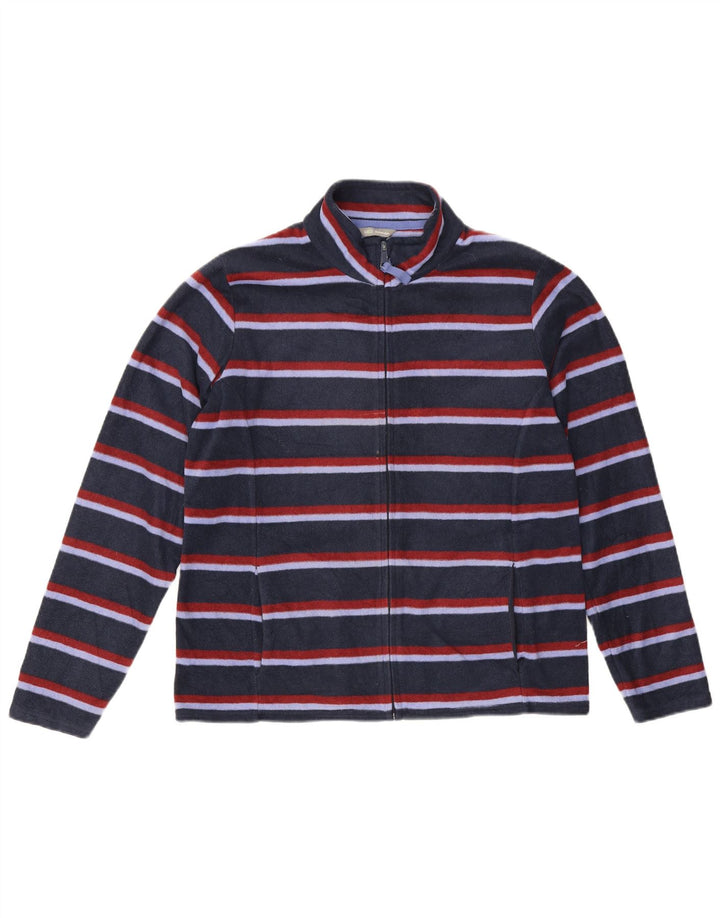 Marks & Spencer Womens Fleece Jacket UK 16 Large Navy Blue Striped