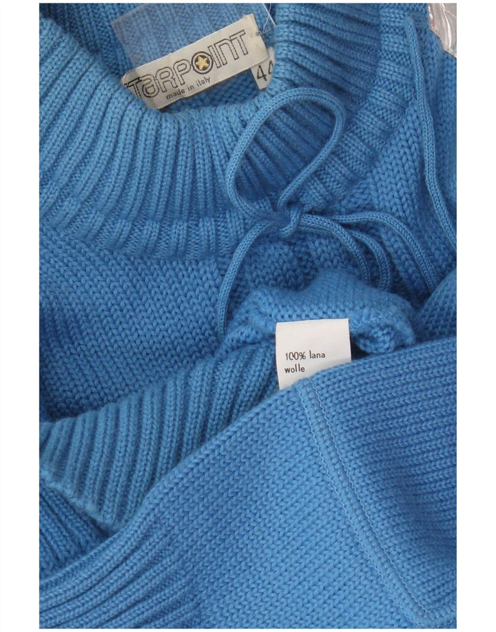 Vintage Womens Turtle Neck Jumper Sweater IT 44 Medium Blue Colourblock
