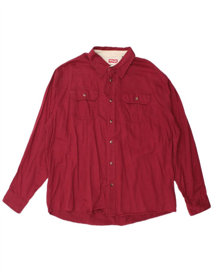 Wrangler Mens Shirt XL Burgundy Cotton