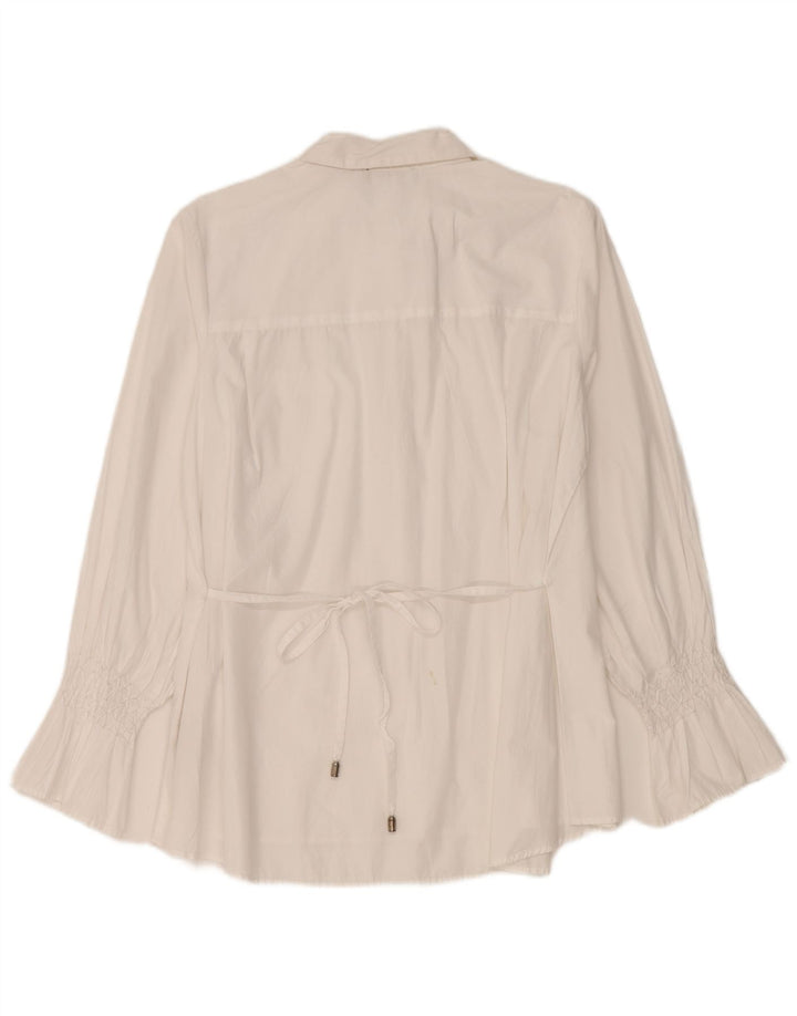 Marks & Spencer Womens Autograph Shirt Blouse UK 12 Medium White Cotton