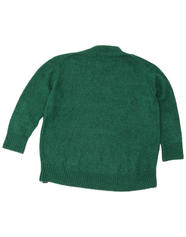 Zara Womens Crew Neck Jumper Sweater UK 14 Medium Green Acrylic
