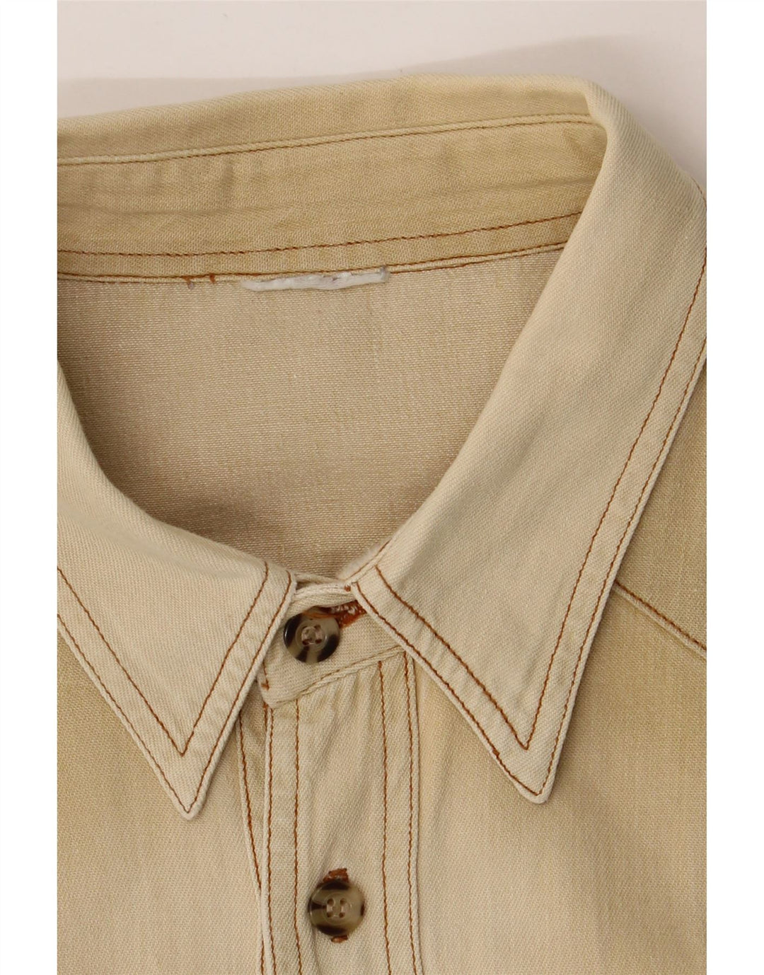 VINTAGE Mens Shirt XL Beige Vintage Vintage and Second-Hand Vintage from Messina Hembry 
