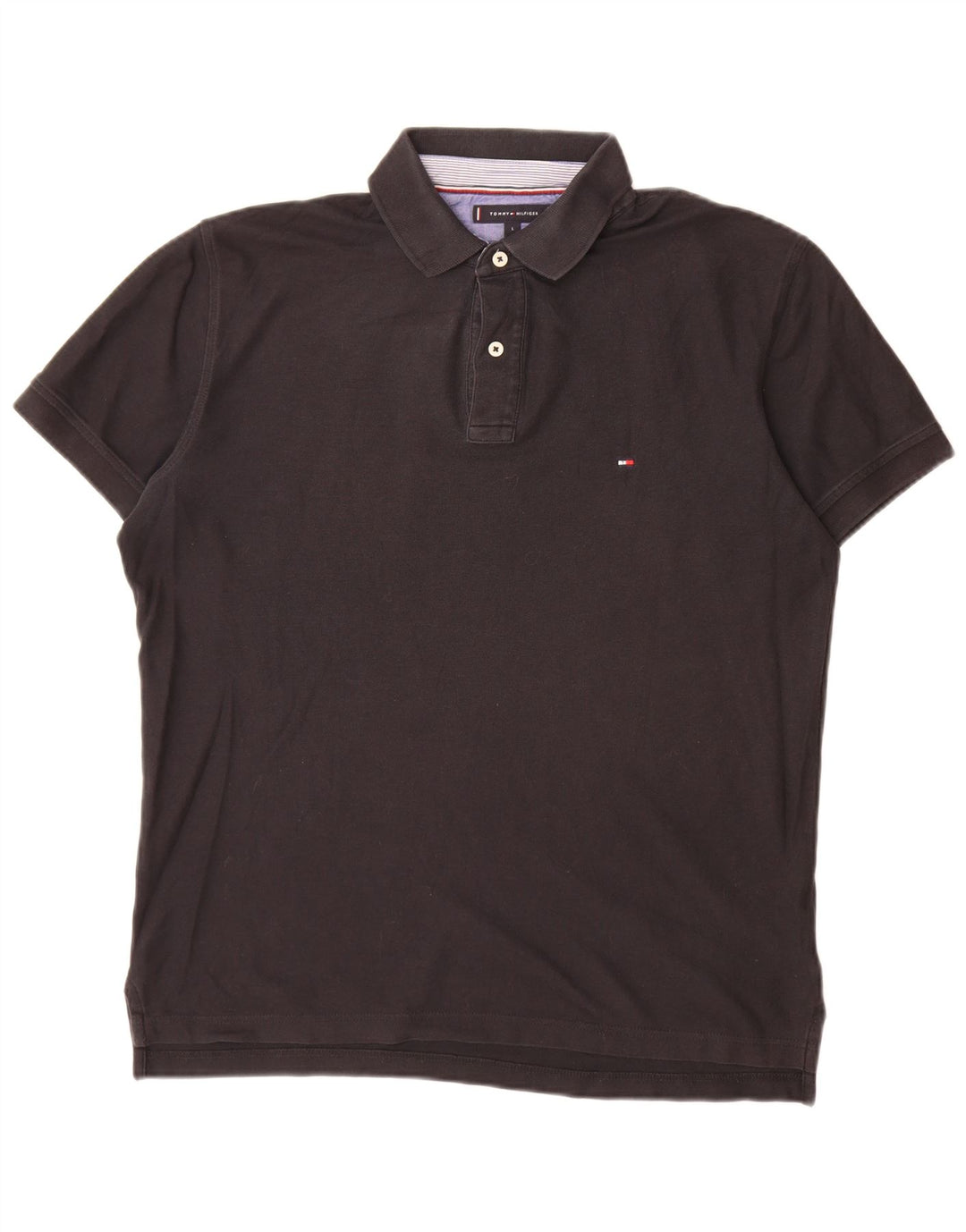 Tommy Hilfiger Mens Regular Fit Polo Shirt Large Black Cotton