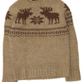 Smog Mens Graphic Crew Neck Jumper Sweater Medium Beige Fair Isle Lambswool