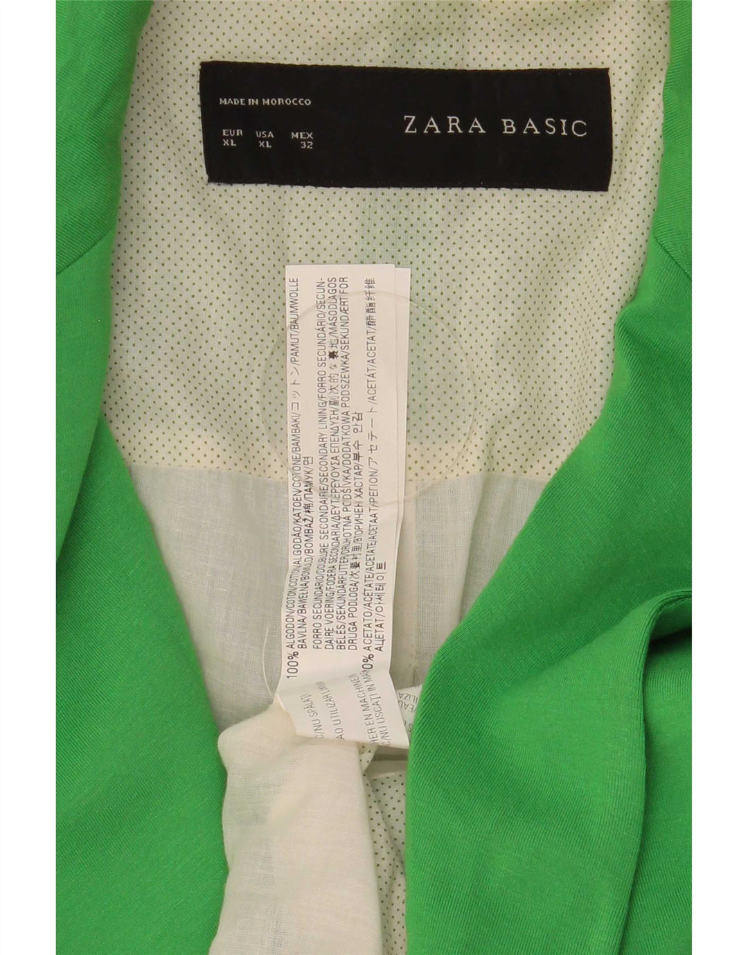 Zara Womens 1 Button Blazer Jacket UK 18 XL Green Cotton