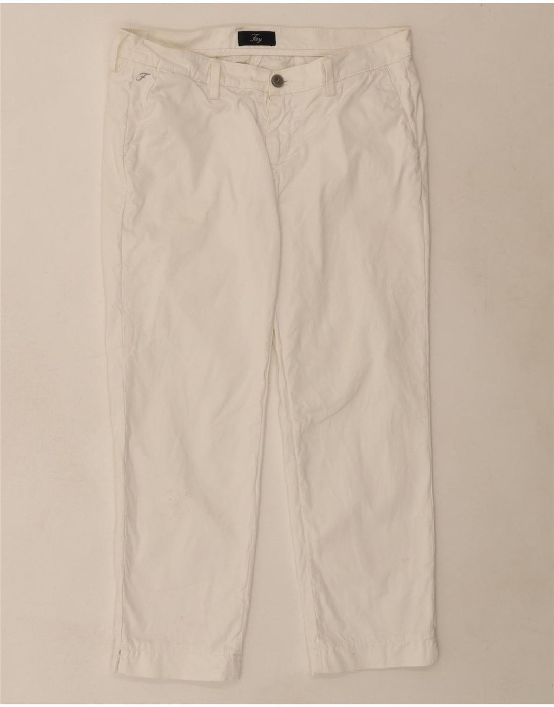 FAY Womens Straight Cropped Trousers W31 L25 White Cotton Vintage Fay and Second-Hand Fay from Messina Hembry 