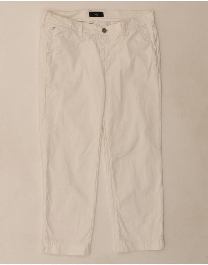 FAY Womens Straight Cropped Trousers W31 L25 White Cotton Vintage Fay and Second-Hand Fay from Messina Hembry 