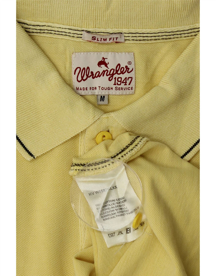 Wrangler Mens Slim Fit Polo Shirt Medium Yellow Cotton