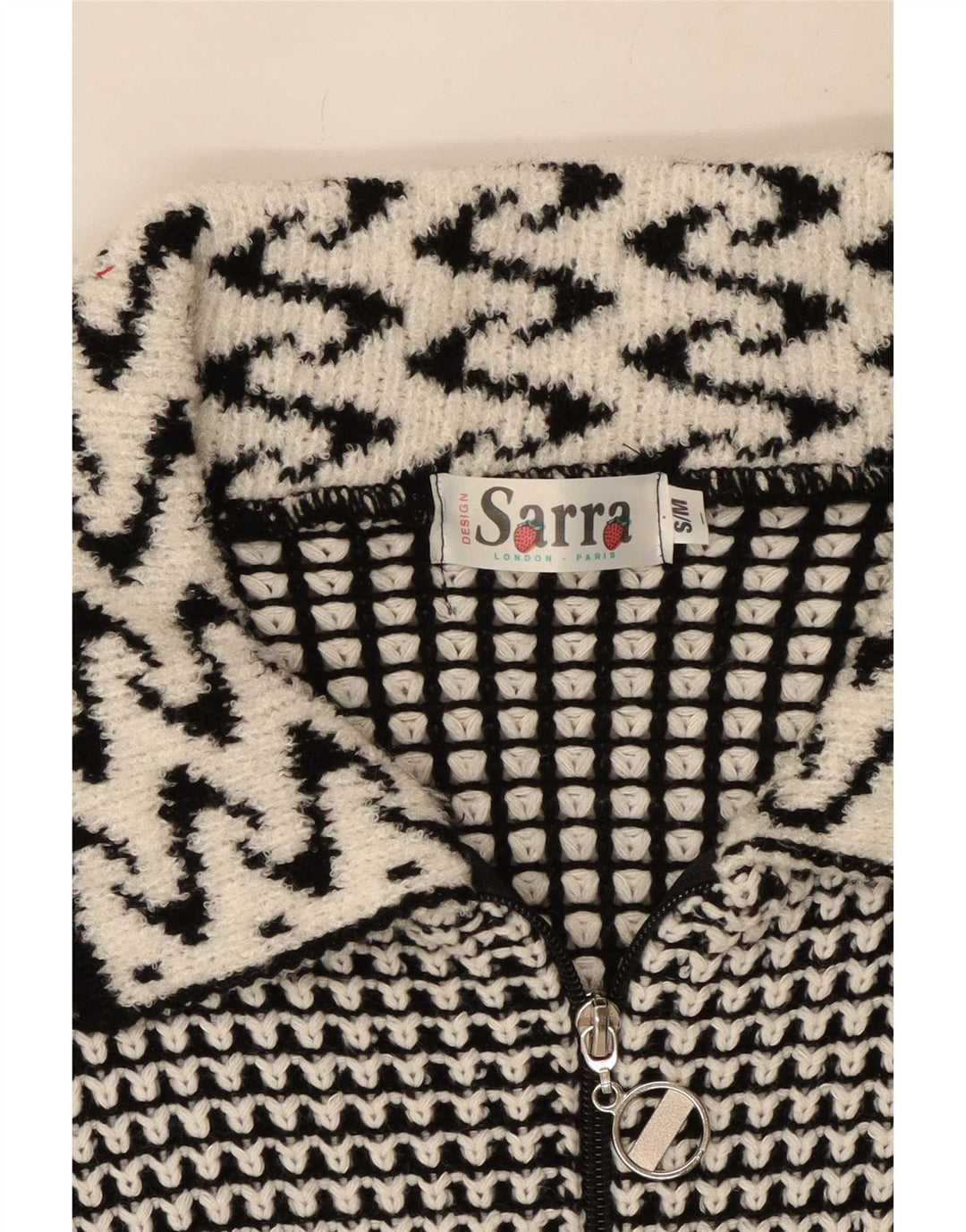 Vintage Womens Cardigan Sweater UK 14 Medium Grey Geometric